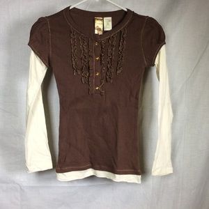 Spoiled Brown Henley w/Cream Sleeves